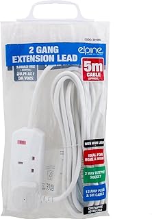 New Extension Lead Cord UK Cable Electric Mains Power 1 2 3 4 6 8 10 Gang Way Surge Protected Tower 3 PIN Multi Socket Plug AMP Switched REELS Indoor Outdoor Heavy Duty USB (2 Way 5M Lead)
