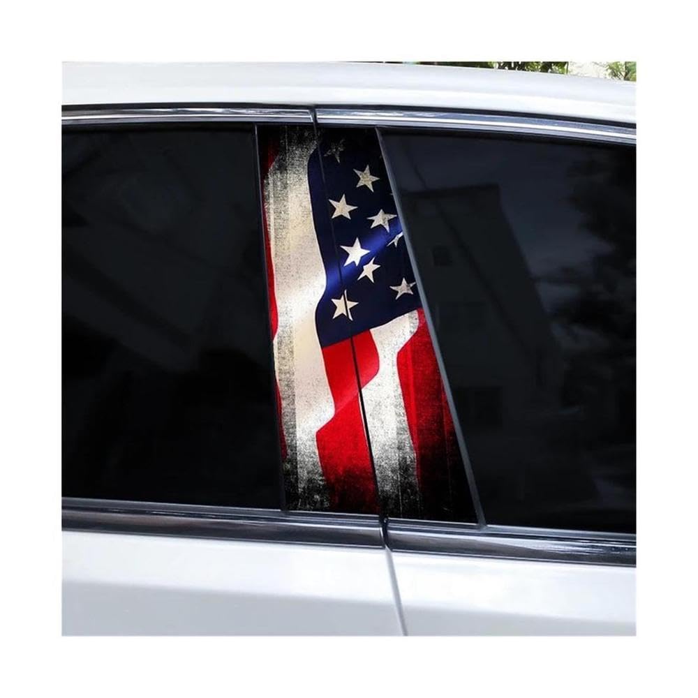 Body Parts 2pcs Car Window Pillar Decal Eagle Flag Stickers DIY Waterproof Vinyl Car Pillar Sticker(C)