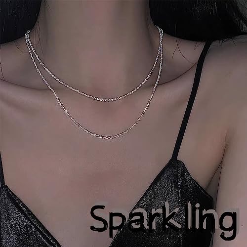 Silver Layered Necklaces for Women Trendy Shiny Twisted Rope Chain Necklace Dainty 925 Sterling Silver Plated Choker Necklace with Bracelet Jewelry Set for Women2