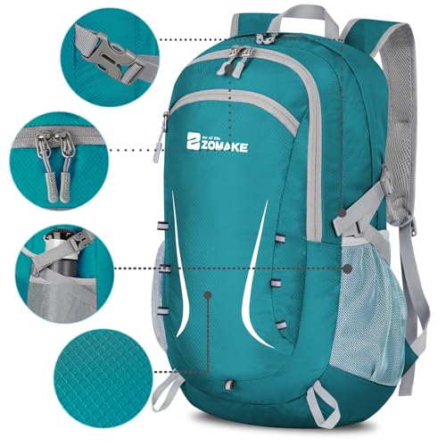 Image of ZOMAKE Lightweight Packable Backpack 35L, Foldable Backpacks Water Resistant Collapsible Light Daypack for Hiking(Turquoise Green)
