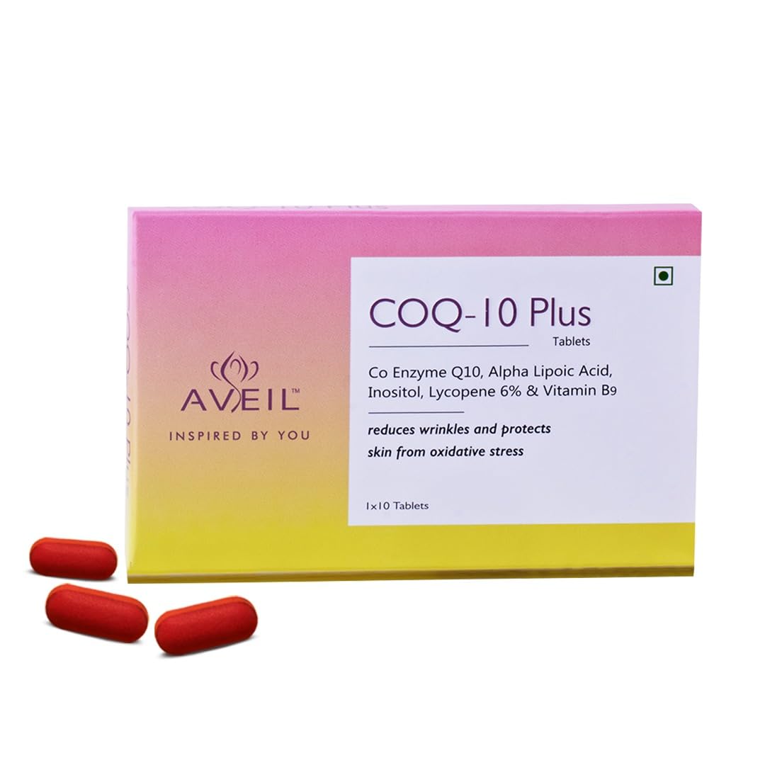 AVEIL COQ 10 Plus Tablets 300 mg | Coenzyme Q10 Capsules with Alpha Lipoic Acid, Inositol, Lycopene 6% & Vitamin B9 | 10 Tablets | Supports Heart & Immune Health | Gluten Free-image-26