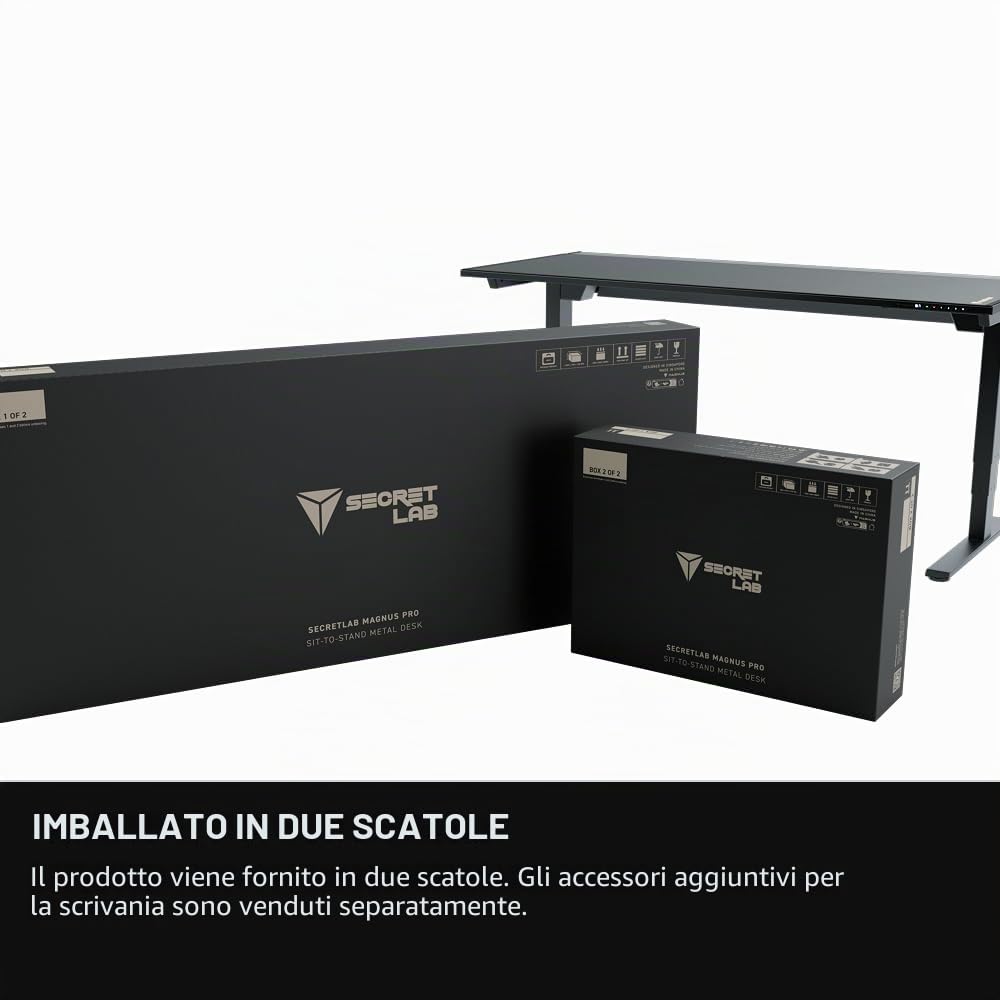 Secretlab MAGNUS Pro Scrivania Regolabile Elettrica, Similpelle Black | Scrivania ergonomica, Gestione magnetica dei cavi, Alimentazione integrata, Vassoio passacavi