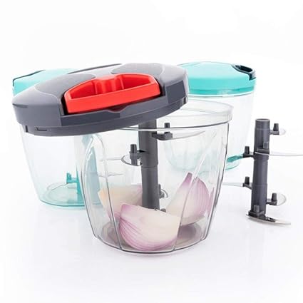 DCloud Hub Vegetable Chopper; Cutter; Whisking Set with Storage Lid for Kitchen; 6 Stainless Steel Blades (1000ML)(Multi)