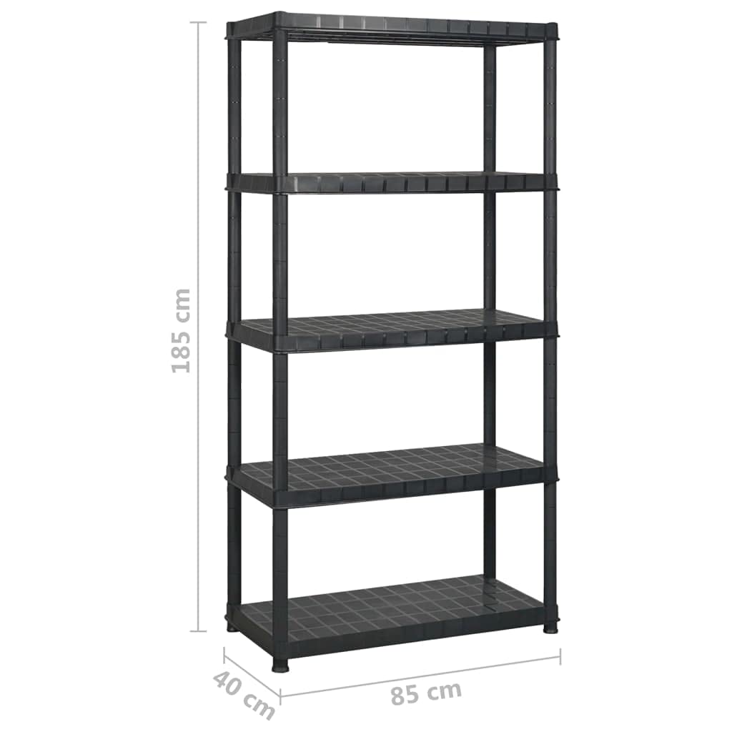 Générique Étagère de Rangement à 5 Niveaux Noir 170x40x185 cm Plastique,Entreprise & Industrie,Stockage Industriel,Étagères industrielles,3059853