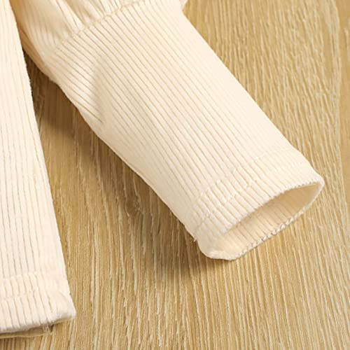 Rsrzrcj Kids Toddler Baby Girl Fall Winter Outfit Long Puff Sleeve Turtleneck Shirt Top Plaid Mini Skirt 2Pcs Clothes Set (Beige+Plaid, 3-4T) #TOP4