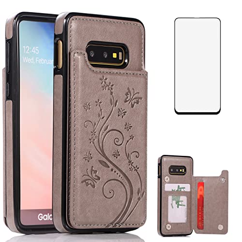 Accessoires Glaxay S 10e étui portefeuille cuir gris et verre trempé