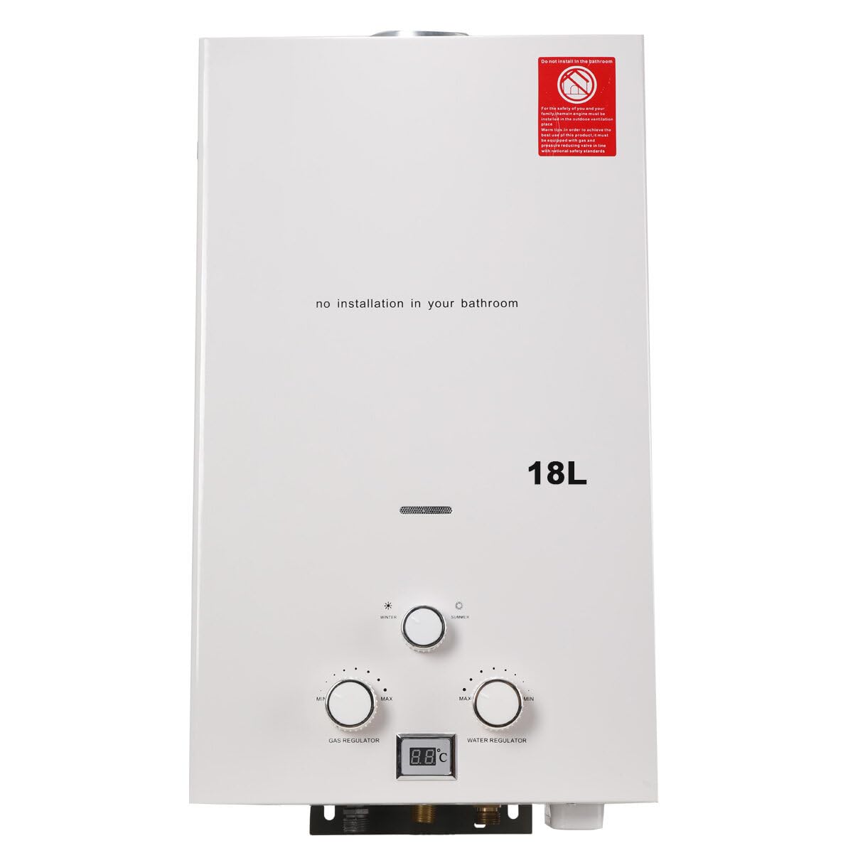 18L 36KW Tragbare Gasdurchlauferhitzer Propangas Campingdusche für Außenbereich Warmwasserboiler, Weiß