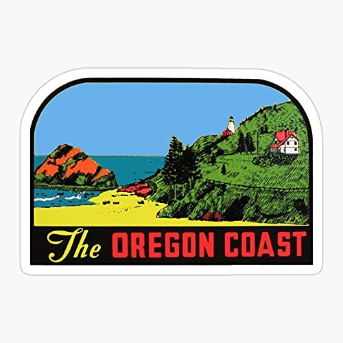 The Scenic Biway Travel Park Retro State Vintage Pacific Ocean Ecola Tillamook Coast Oregon Sticker Decal Vinyl - Peel and Stick to Any Smooth Surface
