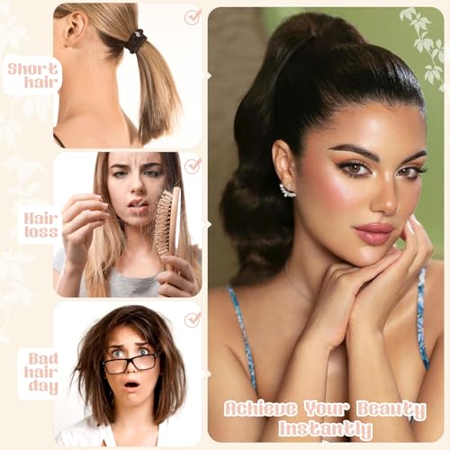 Felendy 15 Inch Ponytail Extension Drawstring Curly Wavy Ponytail Extensions Clip In Long Pony Tails Hair Cute Synthetic Piece For Women Light Brown Mix Ash Blonde thumb #3