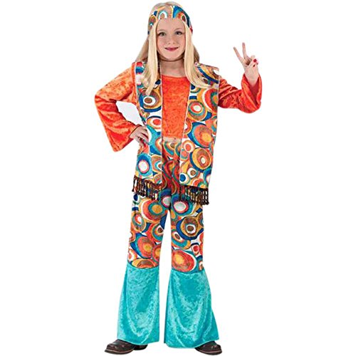 Disfraz clásico Hippie para niña talla pequeña 4-6 miniatura 1
