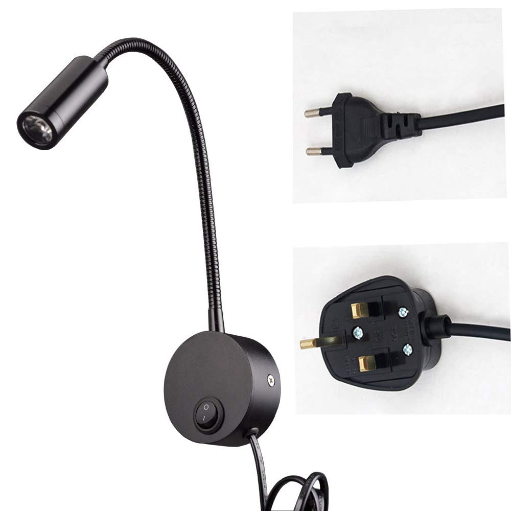 Lámpara de Lectura con Enchufe, Cuello de Cisne Flexible, luz de Lectura Flexible, Obras de Arte, espectáculo, Aplique de Montaje en Pared, lámpara puntual con Interruptor, Luces de Lectura