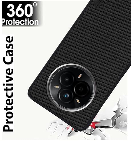 Image of Silicone Back Cover Case Compatible for Realme 14 Pro 5G (Textured Grip Design | Camera Protetion | Slim and Light Weight | Soft Touch and Feel | Black)