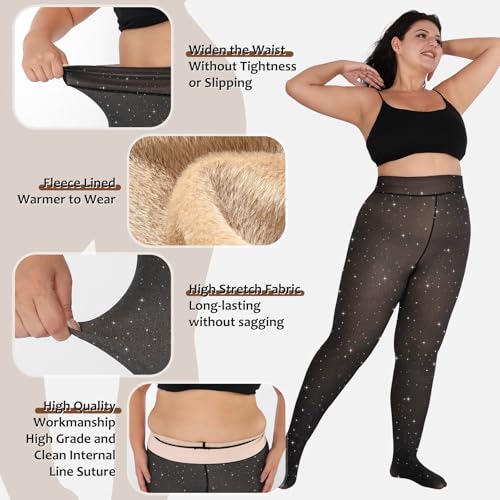 Image of UISLII Plus Size Fleece Lined Tights for Women