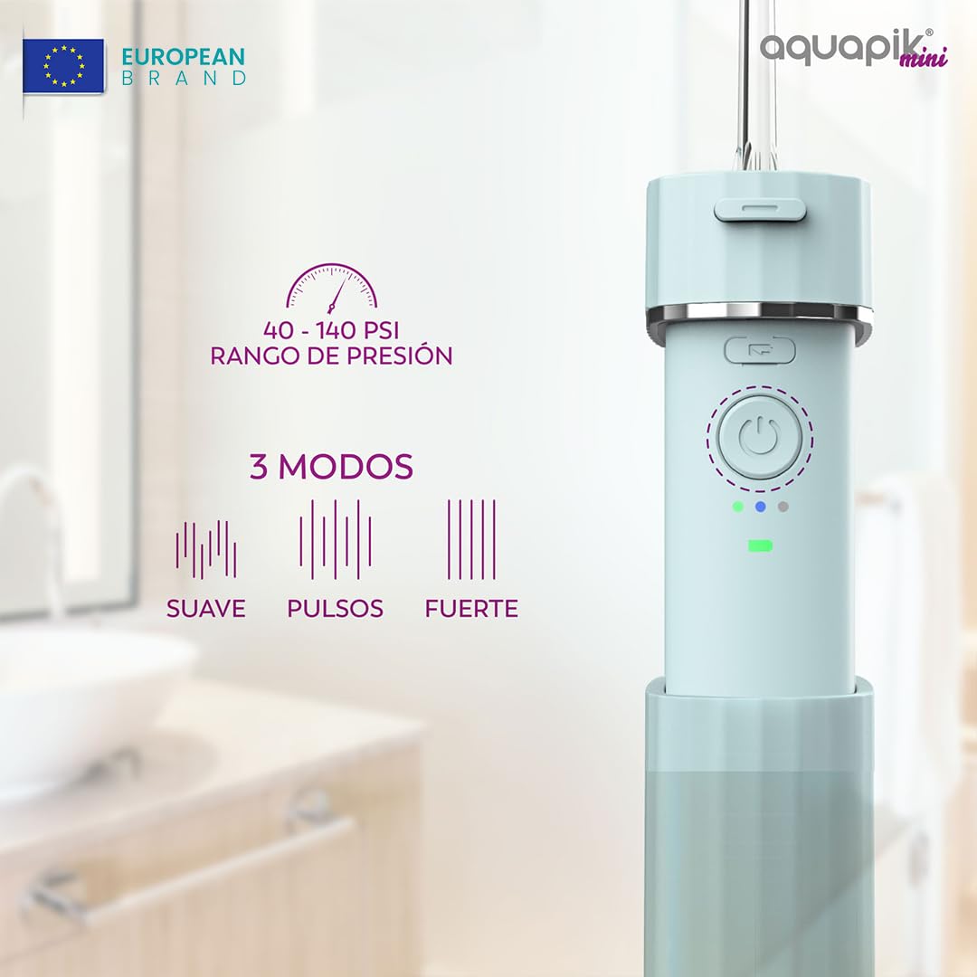 Compra Inteligente: Aquapik® Pro Irrigador dental Sobremesa + Aquapik® Mini en un Pack | (AZUL)