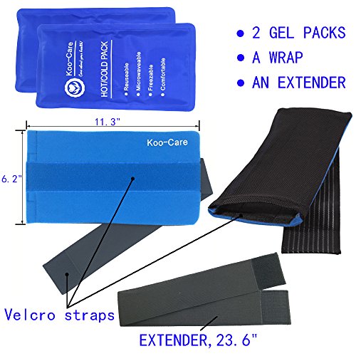 image for Koo-Care 2 Flexible Gel Ice Pack and 1 Wrap with Elastic Strap for Hot