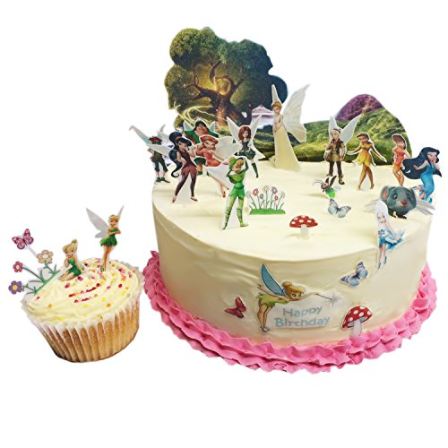 La Fée Clochette et ses amis-Pixie anniversaire Motif Hollow plaquette comestibles Papier Cake Toppers