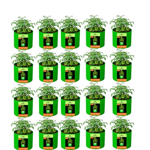 Image of Kingwell grow bags 9x12 inches pack of 20 For Terrace Garden Vegetable Plant Grow Bags Fruits Growing Containers For terrece Gardening