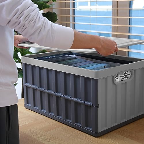 Citylife 2er Set 64L Faltbare Campingbox Aufbewahrungsbox mit Deckel, Collapsible Storage Bins für die Organisation große Heavy Outdoor, Bad, Küche, Büro, Wohnzimmer (grau)