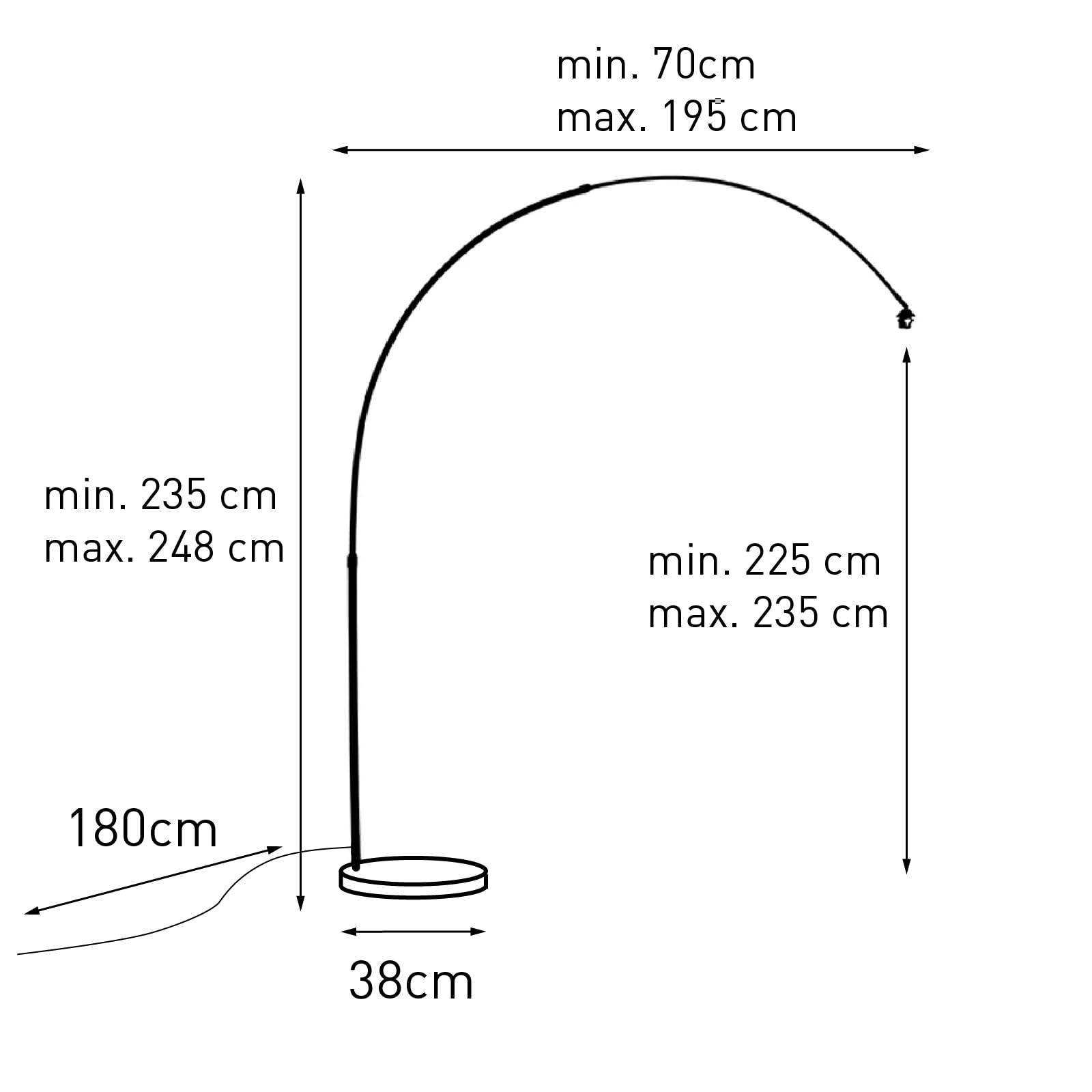 Qazqa Booglamp XXL - Lampada da terra arco Moderno - 1 luce - L 1820 mm - Acciaio - Moderno - Soggiorno