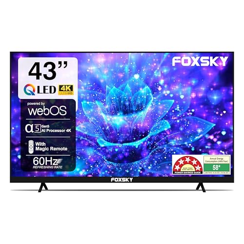 Image of Foxsky 109 cm (43 inch) Frameless Series 4K UHD QLED Smart TV (WebOS) 43FS 4K (Black)