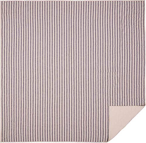 Piper Classics Market Place Blue Ticking Stripe Quilt, Luxury King, 105\" x 120\", Blue & Natural Cream Quilted Country Farmhouse Bedding - Thumbnail 4
