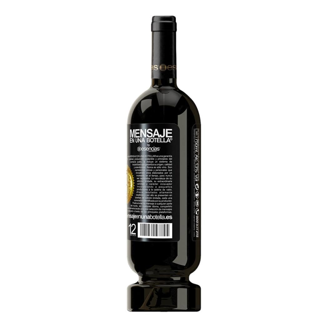 «La vida está hecha para buenos amigos y grandes vinos» Mensaje en una Botella. Vino Tinto Reserva 12 Meses MBS Martín Berasategui System + Gift Box. Etiqueta Negra PERSONALIZABLE