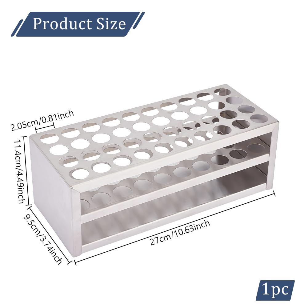 Test Tube Holder, 40 Holes High Quality Laboratory Stainless Steel Test Tube Rack Holder Lab Equipment Test Tube Holder For Lab Centrifuge Tubes (15.5mm*40 Holes