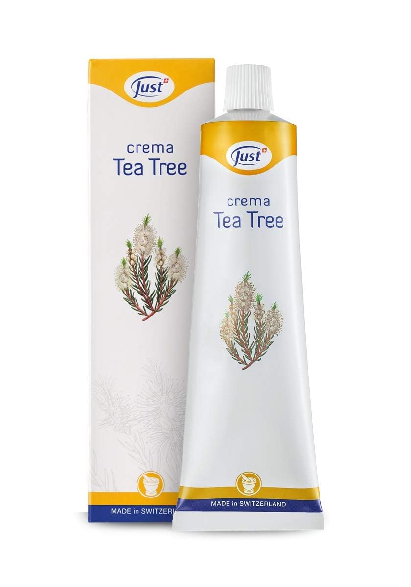 3 confezioni di crema all'albero del tè Just Dermoactive, 100 ml, favorisce l'equilibrio della pelle, + portachiavi Italy Shop Service gratuito