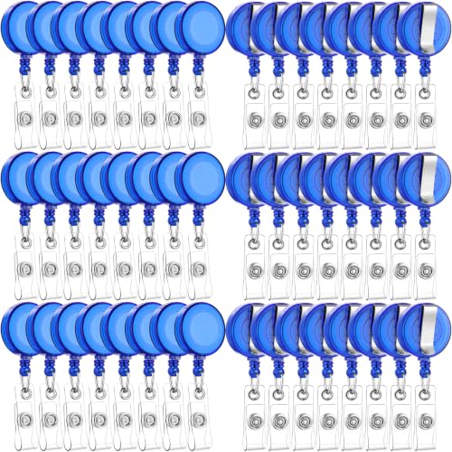 Zonon 200 Pcs Retractable Badge Reel ID Holder with Clip,Transparent Blue
