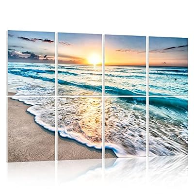 YPY Art Acoustic Panels Self Adhesive: Beach Wall Art Sound Proof Panel Decorative Acoustic Panels Acoustical Treatment for Recording Studio 8 Pack 48x32 Inches