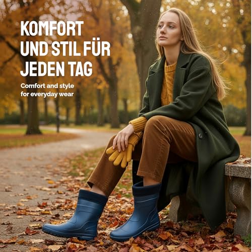 Ladeheid Thermo Eva Gummistiefel Damen gefüttert wasserdichte und federleichte Regenstiefel Damen LA-800-2017 (Metal Blau/Navy, 39 EU)