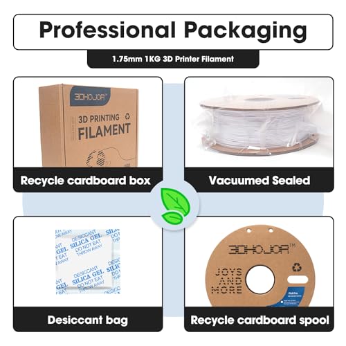 Image of 3DHoJor PLA Pro Filament 1.75mm Cold White,PLA Plus Filament, Odor Free, Clog Free 3D Printer Filament,1kg Cardboard Spool (2.2lbs), Dimensional Accuracy + /- 0.03 mm, Fit Most FDM 3D Printer