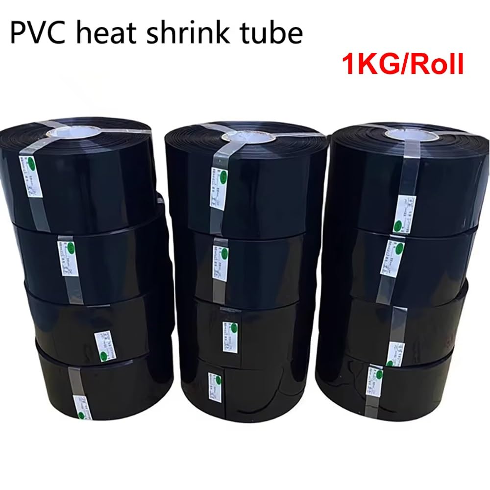 1 Rolka 1 Kg Rurki Termokurczliwej Z PVC, Czarna Koszulka Termokurczliwa Do Akumulatora 18650, Szerokość 80-500 Mm(Width 140mm)