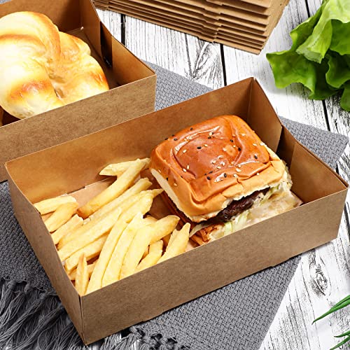Image of Chinco Cardboard Food Trays Disposable Foldable, Brown, 100 Pieces