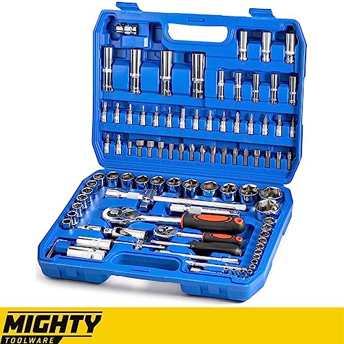 Vivo Technologies 94Pc 1/2" & 1/4" Socket Set & Screwdriver Bit Torx Ratchet Driver Case Tool Kit Carbon Steel Socket Wrench Set - Image 6