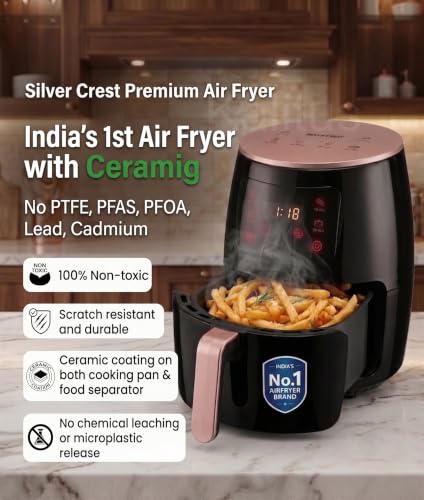 Image of Silver Crest 6L Extra Large Capacity Air Fryer - 2400W Premium Digital Oil-Free Cooker, uses up to 90% less fat (Model S-18)