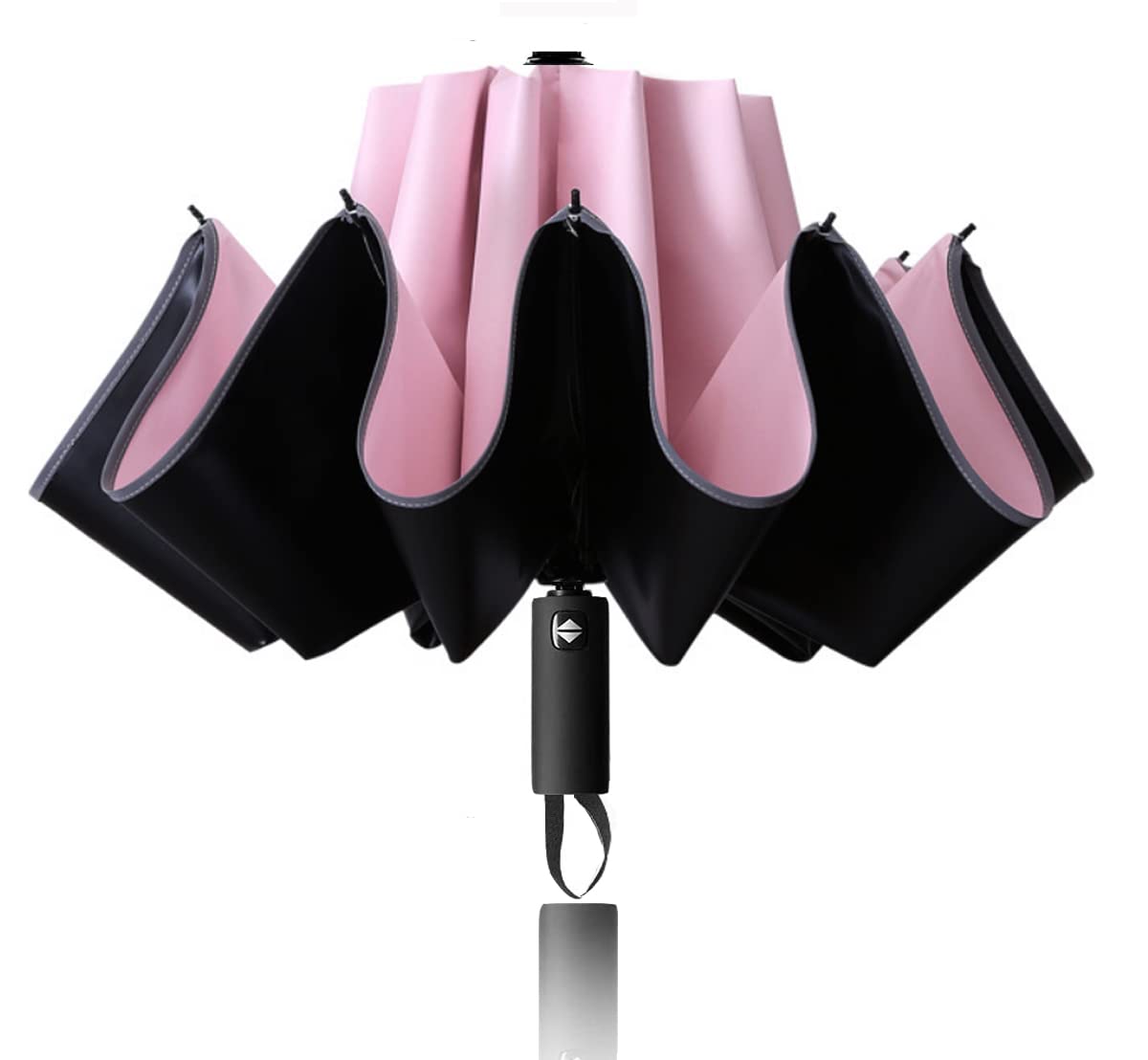 77Mall 10 Ribs Inverted Folding Umbrella Windproof Travel Portable Reverse Umbrella with Reflective Stripe Auto Open and Close for Women Men Travel Outdoor