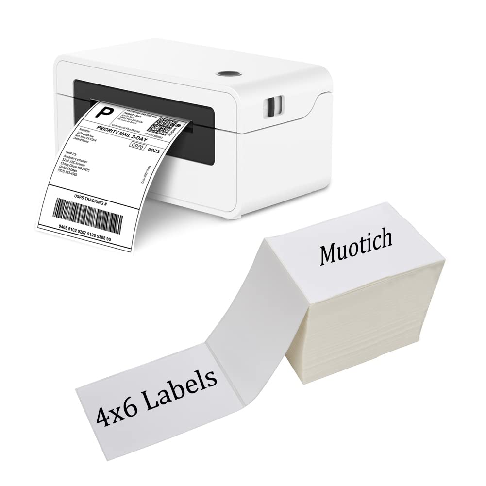 Muotich 500 Fanfold Direct Thermal Shipping Labels - 4x6, Compatible with Rollo, MUNBYN, iDRPT, Polono, Zebra Thermal Label Printers