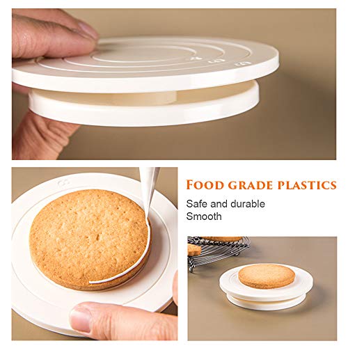 4.7 Inch (12Cm) Round Cookie Decorating Turntable, Rotating Cake Turntable Stand Baking Decor Plate, Food Contact Safe Plastic - White #TOP3
