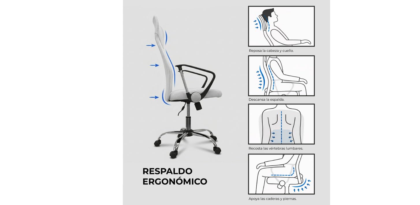Silla de Oficina Blanca Bakus - Regalos Miguel - Máxima Ergonomía para Escritorio y Gaming