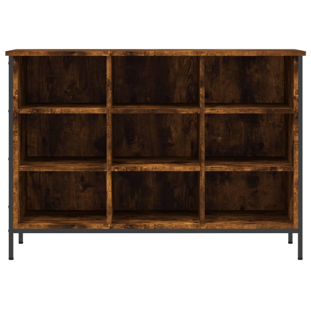 Schuhregal Räuchereiche Holzwerkstoff 100x35x70 cm mit pulverbeschichteten Stahlbeinen, 9 Fächer Schuhschrank platzsparend als Schuhablage und Schuhständer für Schuhaufbewahrung