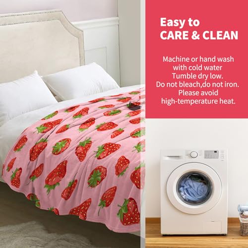 NuKuNsKf strawberry throw blanket gift for women girls mom kids adults teens birthday christmas valentine decor strawberry fruit theme bedroom living room sofa throw blanket liner - Cosy Home Interiors NuKuNsKf strawberry throw blanket gift for women girls mom kids adults teens birthday christmas valentine decor strawberry fruit theme bedroom living room sofa throw blanket liner - Image 6
