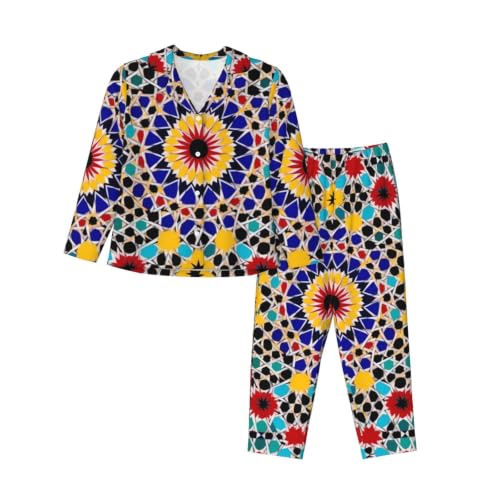 Pyjama de nuit manches longues boutonné femme noir marocain prestige