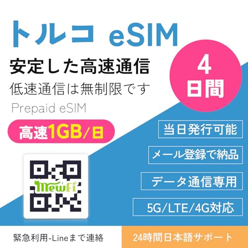 �y�g���R eSIM�z4���� �����f�[�^1GB/�� �ᑬ������ �g���R SIM �f�[�^�ʐM��p �����[�i�\ QR��?�ݒ� �ً}���p�iLine�܂ŘA���jIstanbul eSIM ���[���o�^�Ŕ[�i mewfi