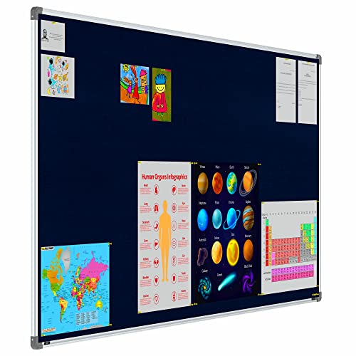 Image of Scholar Art Metis 4x8 Feet Fabric Pin-up Notice Board for Office, Home & School | High Strength Velvet Cloth + High Density Soft Board for Pinning Photos, Sticky Notes & Reminders (Dark Blue)