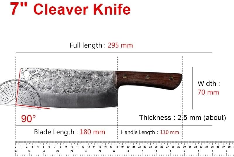 Meat Cleaver,Cleaver Knife 7 Inch Forged Chef Butcher Knife Wood Handle Stainless Steel Kitchen Knife Meat Cleaver Fish Cutter Cooking Knife Handmade Kitchen Tool, LAMAJIGA5844