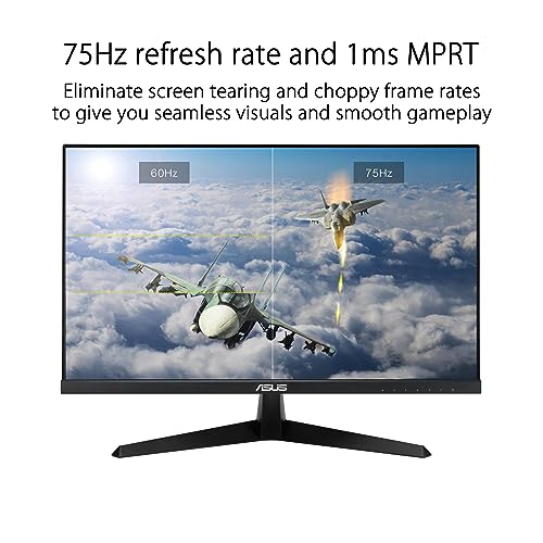 Image of ASUS 22 inch (21.45 inch viewable) 1080P Eye Care Monitor (VY229HE) - Full HD, IPS, 75Hz, IPS, 1ms, Adaptive-Sync, Eye Care Plus Technology, Color Augmentation, Rest Reminder, HDMI, VGA, VESA Wall Mountable