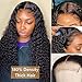 BLY Human Hair Lace Front Wig Deep Wave 4x4 Lace Closure HD Transparent Wigs for Women 180% Density Brazilian Virgin Hair Pre Plucked with Baby Hair Natural Black Color 22 Inch