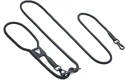 Guia Mãos Livres para Cachorros, Multifuncional, Corda 10mm, 2,4m Ajustável, para Corrida e Caminhada, Suporta até 150kg, com 2 Mosquetões de Liga de Alumínio e Zinco (PRETO)