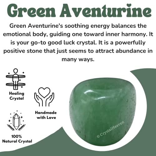 Image of Certified Green Aventurine Crystal Healing Tumbled Stone, Natural Polished Crystals for DIY Crafts, Manifestation, Meditation, Pooja Feng Shui and Reiki Healing (30 Grams)